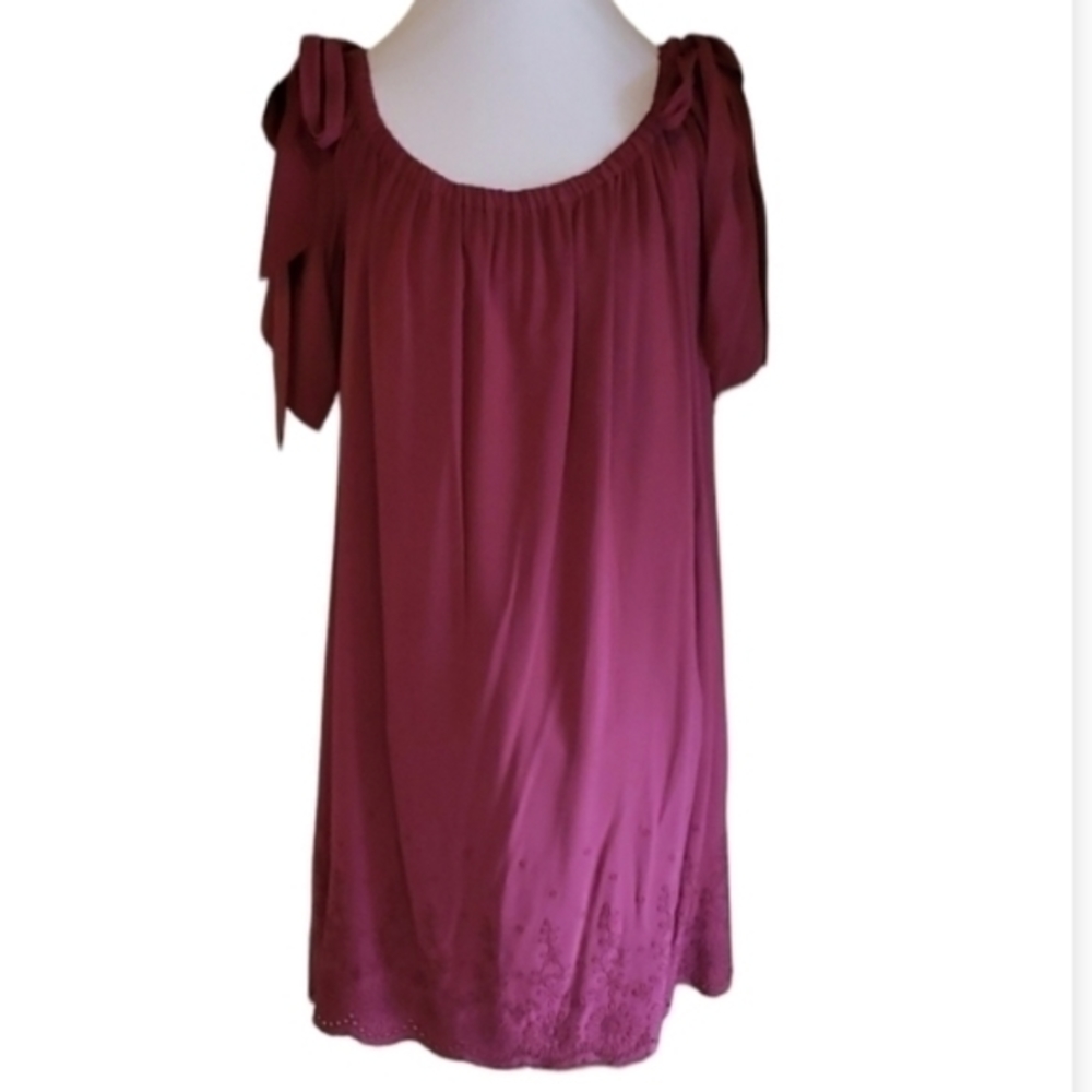 LOFT PINK TIE LACE BOTTOM BEAUTIFUL DRESS OFF SHOULDER OPTION SMALL